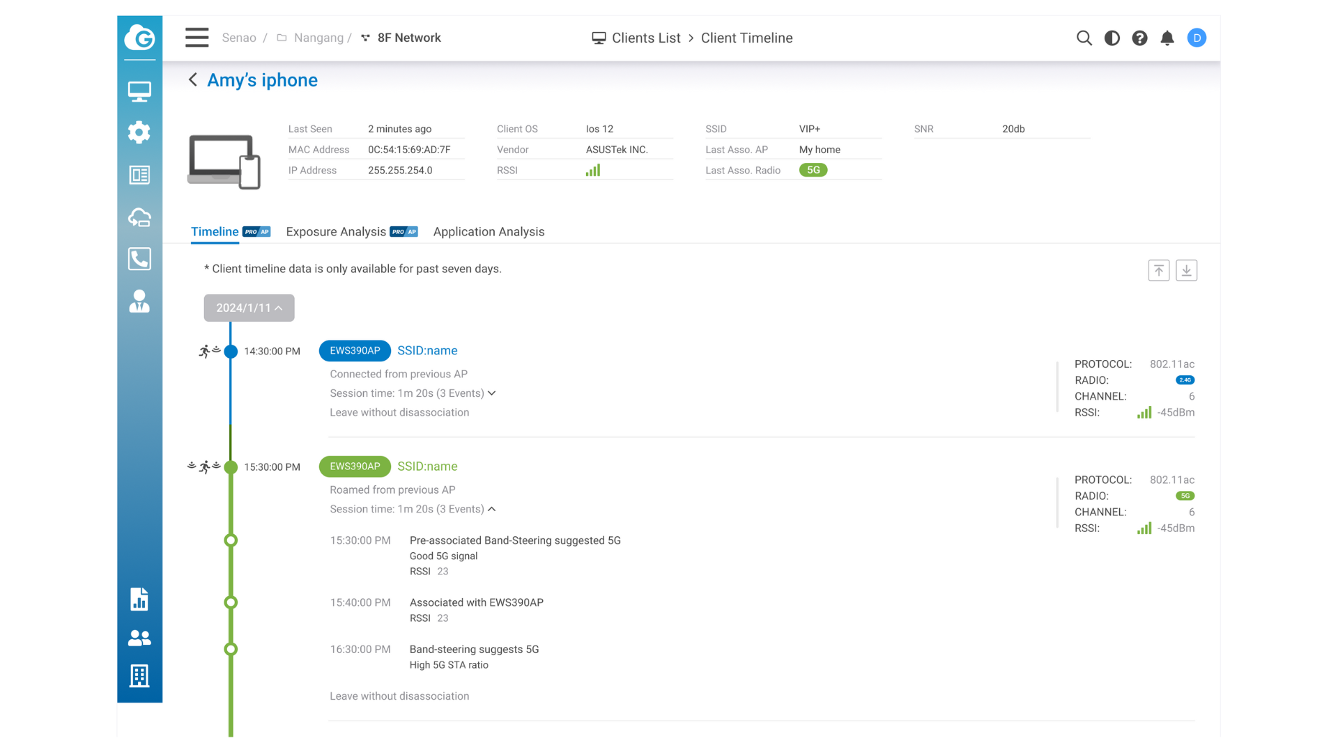 Client Device Timeline View